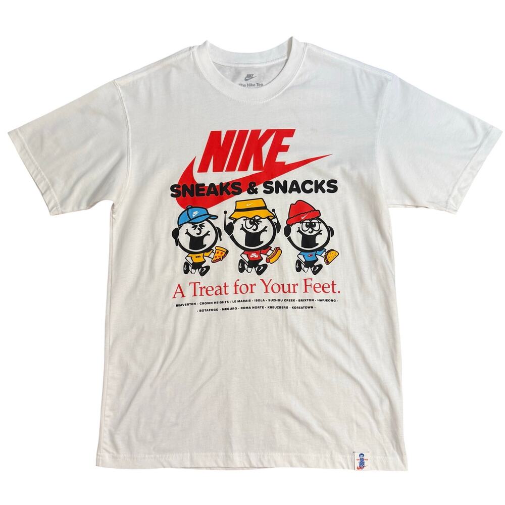 Nike Sneaks & Snacks Tee Sole Food Max90 Graphic 100% Cotton White Unisex Small